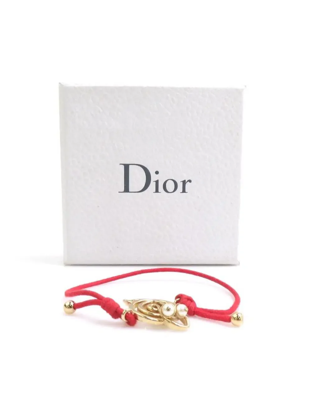 Auth Christian Dior Bracelet Red/Gold #302614C12B
